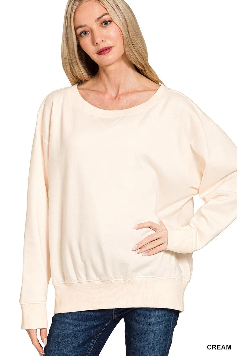 Fleece Boat Neck Sweatshirt