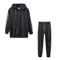 Solid Color Striped Casual Hoodie Two-piece Set See size chart under “more details”