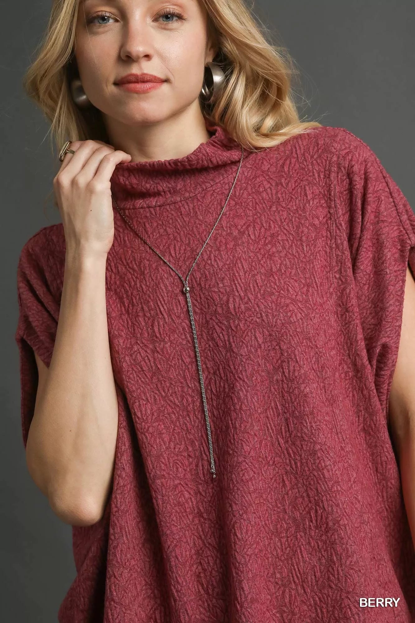 Textured Mock Neck Relaxed Top