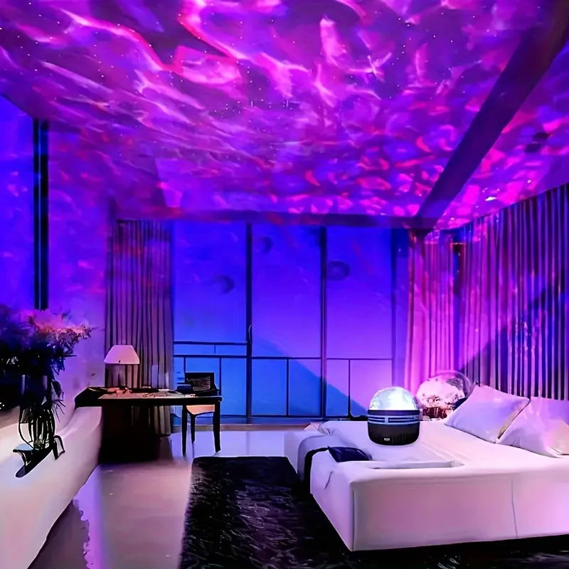 DecorBites™ 1pc LED Galaxy Star Projector Light,USB Powered,Water ripple Wave,Remote Controlled Bedroom Night Lamp,For Party,Home Theater