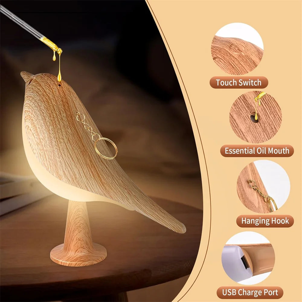 DecorBites™ 1pc LED Touch-Control Bird Lamp - Art Deco, 3-Levels Dimmable, USB-Cordless with Rechargeable Battery, Versatile for All Rooms