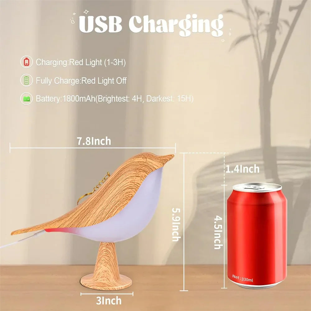 DecorBites™ 1pc LED Touch-Control Bird Lamp - Art Deco, 3-Levels Dimmable, USB-Cordless with Rechargeable Battery, Versatile for All Rooms