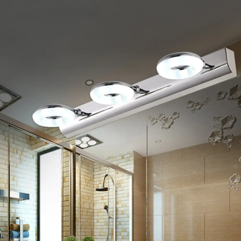 DecorBites™ 2/3 Head Bathroom Wall Vanity Light with Acrylic Shade - Silver Finish, Warm/White Lighting