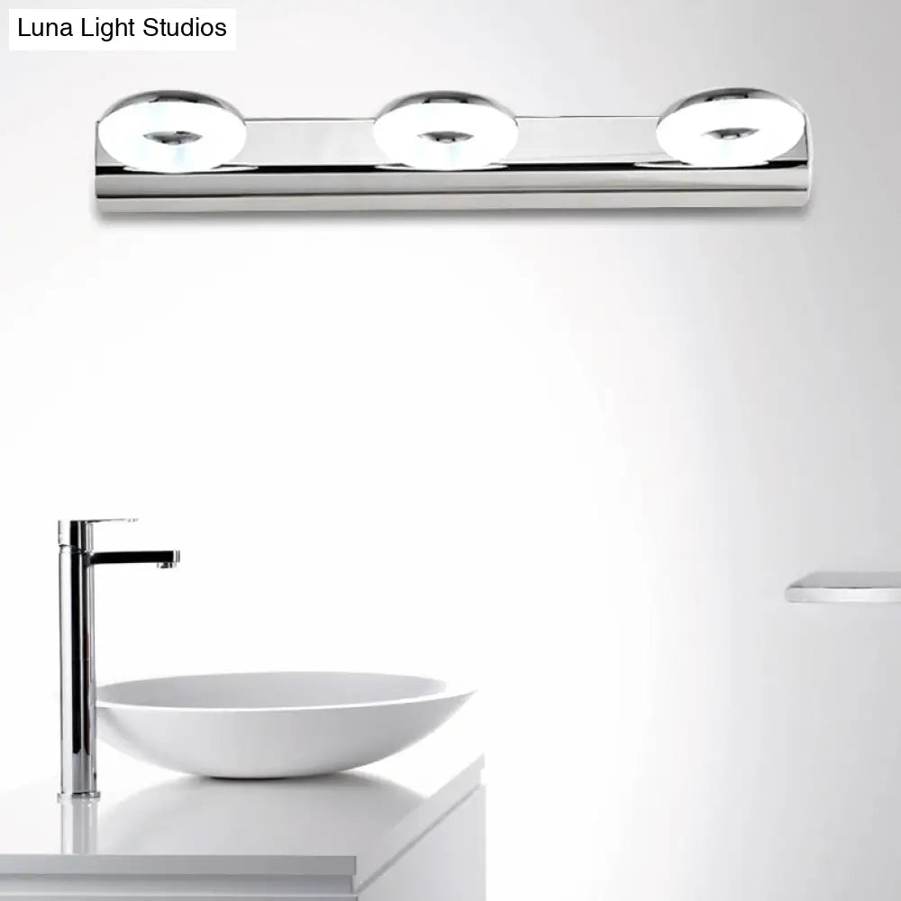 DecorBites™ 2/3 Head Bathroom Wall Vanity Light with Acrylic Shade - Silver Finish, Warm/White Lighting