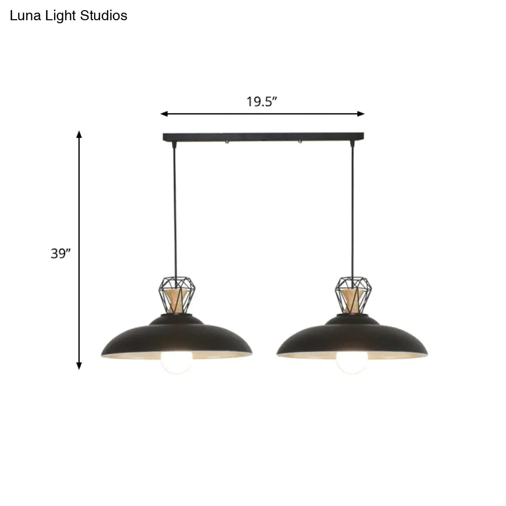 DecorBites™ 2-Headed Industrial Pendant Lamp with Barn Metal Shade for Restaurants - Black