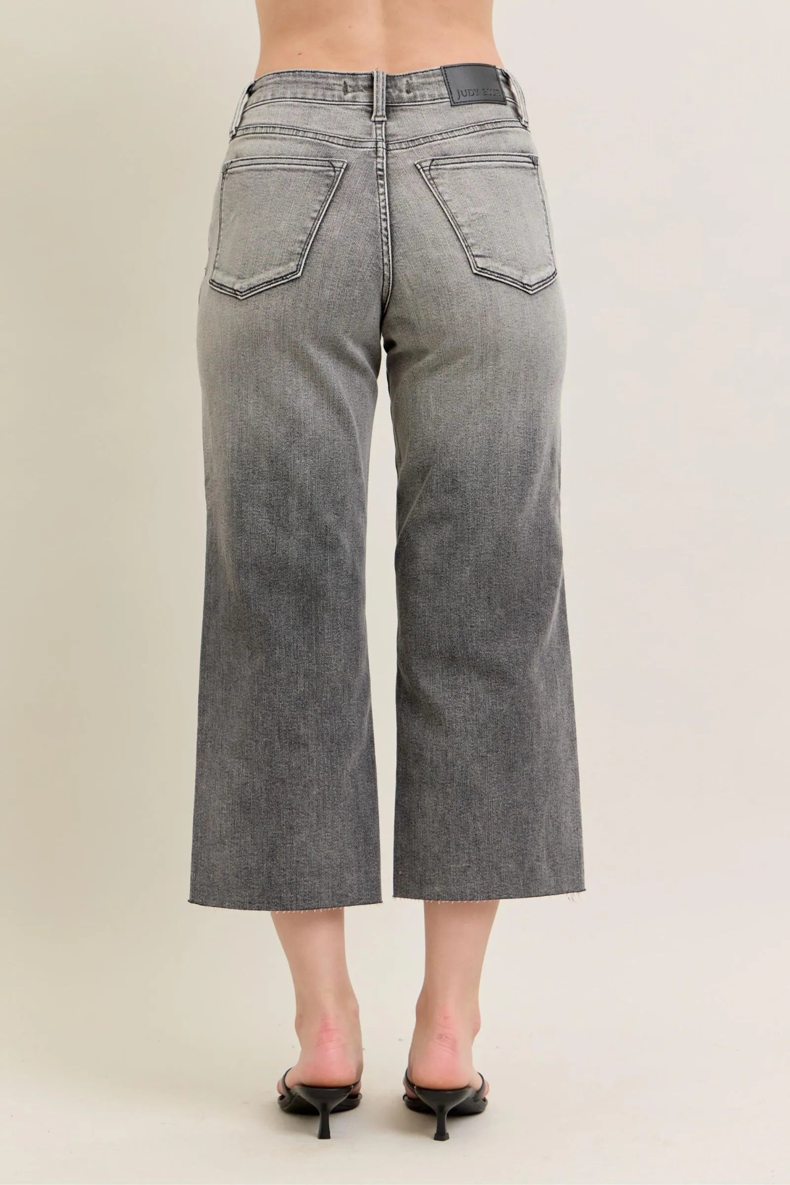I am a Fashion Junky Blue Full Size Wide Leg Capris Jeans Plus Size