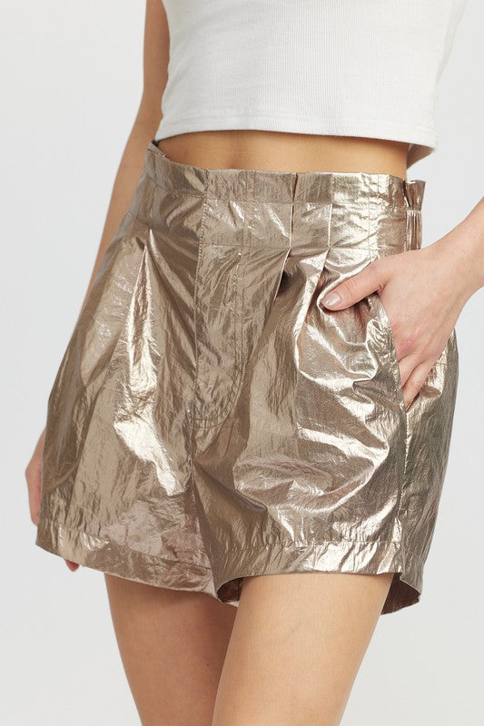 PAPERBAG METALLIC SHORTS See size chart under “more details”
