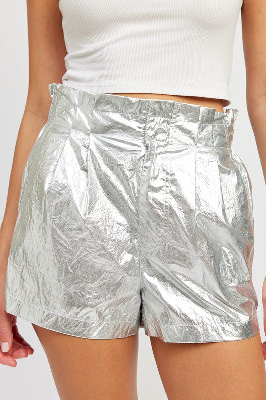 PAPERBAG METALLIC SHORTS See size chart under “more details”