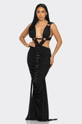Sahara Mystique Pleated Gown See size chart under “more details”