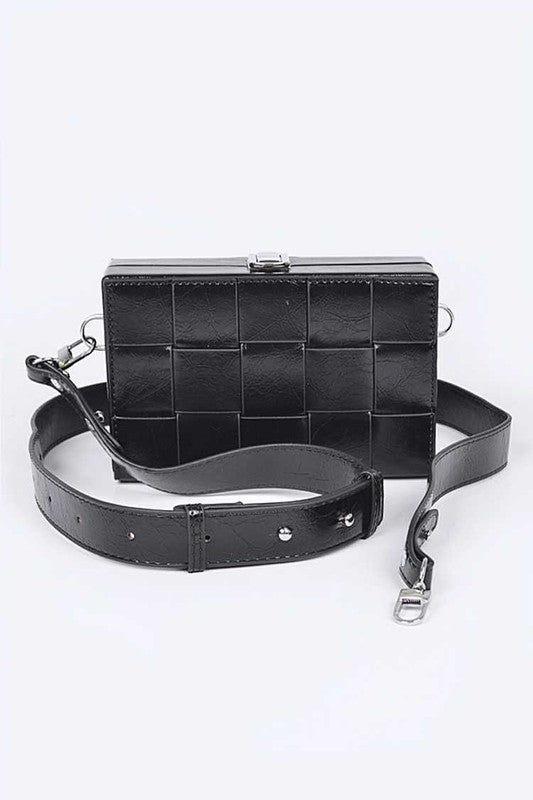 Fashion Handbag Weaved Textured Box Crossbody Bag Stylish Chic Accessory