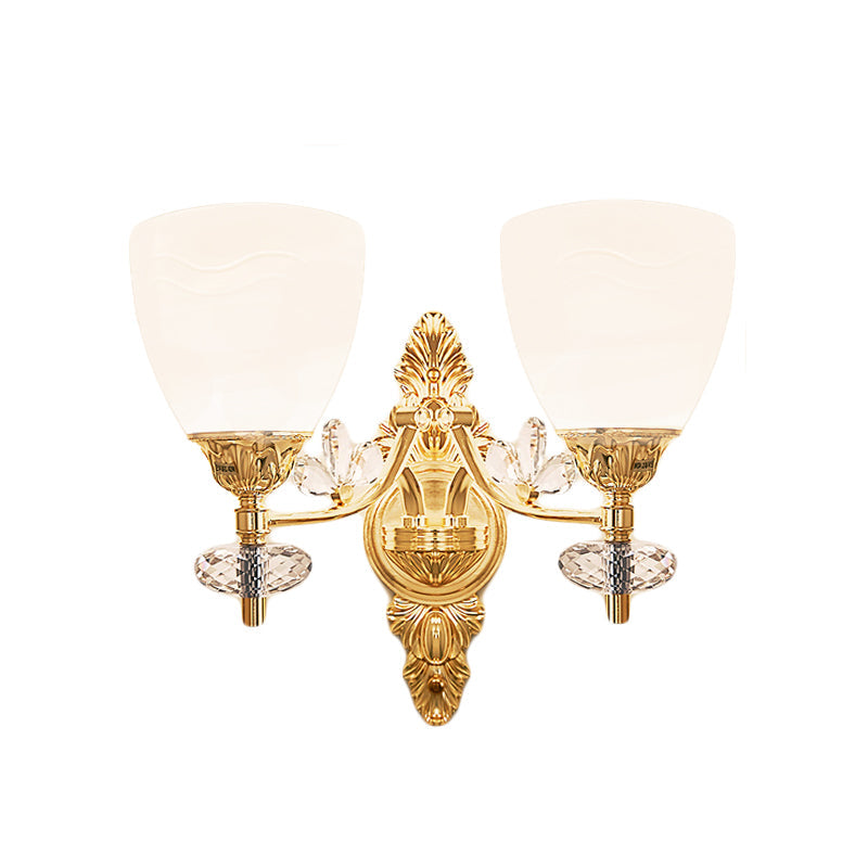 DecorBites™ Modernist Glass Cone Wall Mount Light with Crystal Accent - Gold Finish