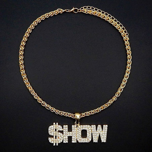World Show Dollar RHinestone Chain Necklace