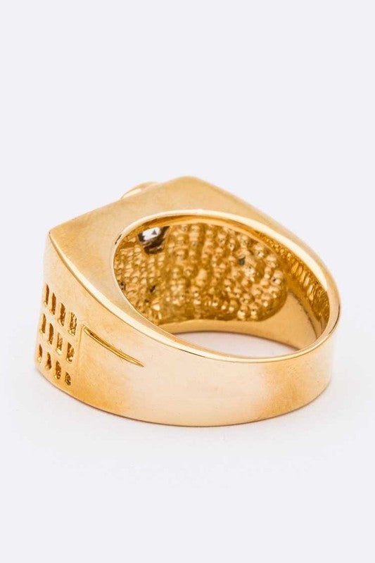 Gold Square CZ Ring Stylish Statement Jewelry