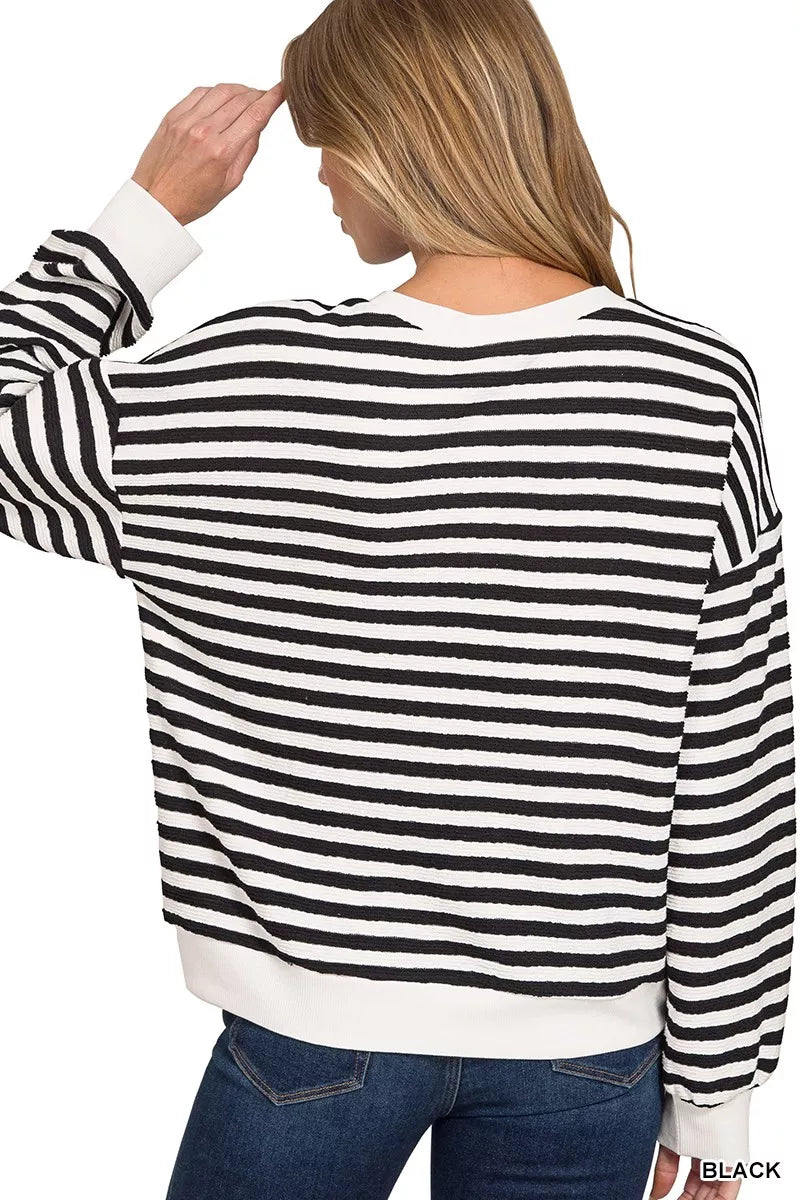 Striped Round Neck Sweatshirt