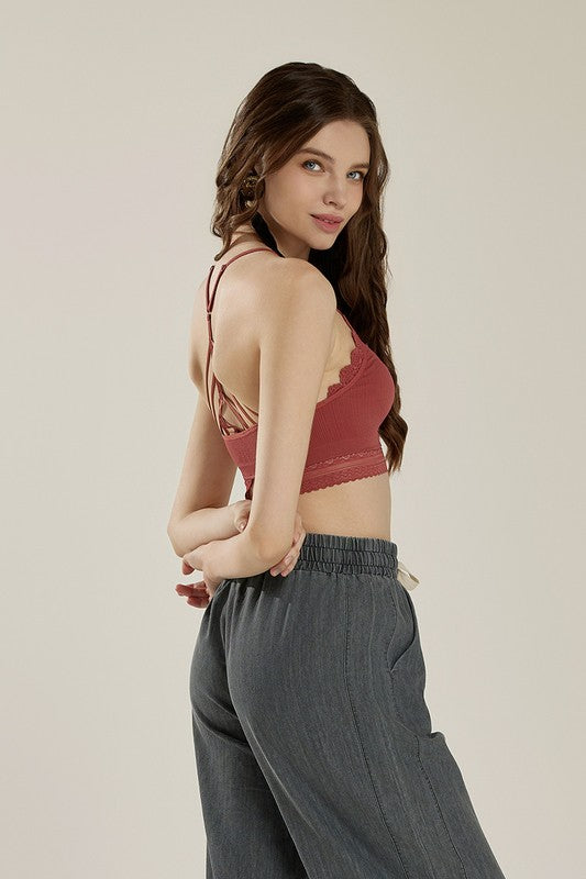 Seamless Crochet Lace & Strappy back Bralette