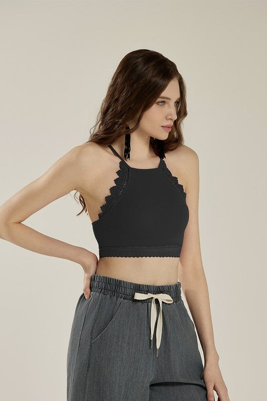 Seamless Crochet Lace & Strappy back Bralette
