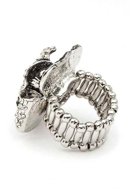 Stretch Ring with Crystal Flower Iconic Design – Stylish Statement Jewelry