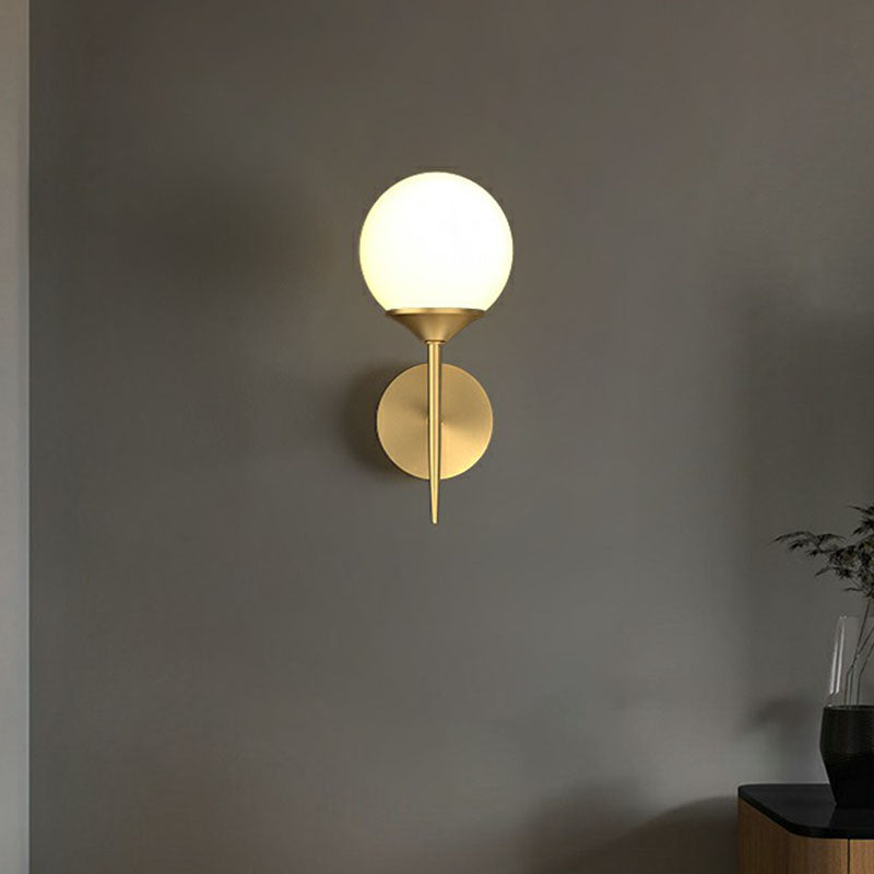 DecorBites™ Gold LED Wall Lamp: Minimalist Cream Glass Sconce Light for Dining Room