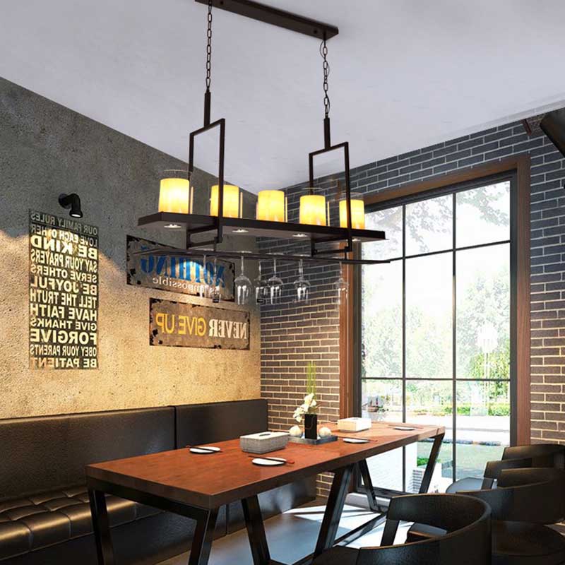 DecorBites™ Traditional Cylinder Glass Island Light with Inner Yellow Marble Shade - 3/5 Lights - Dining Room Ceiling Fixture
