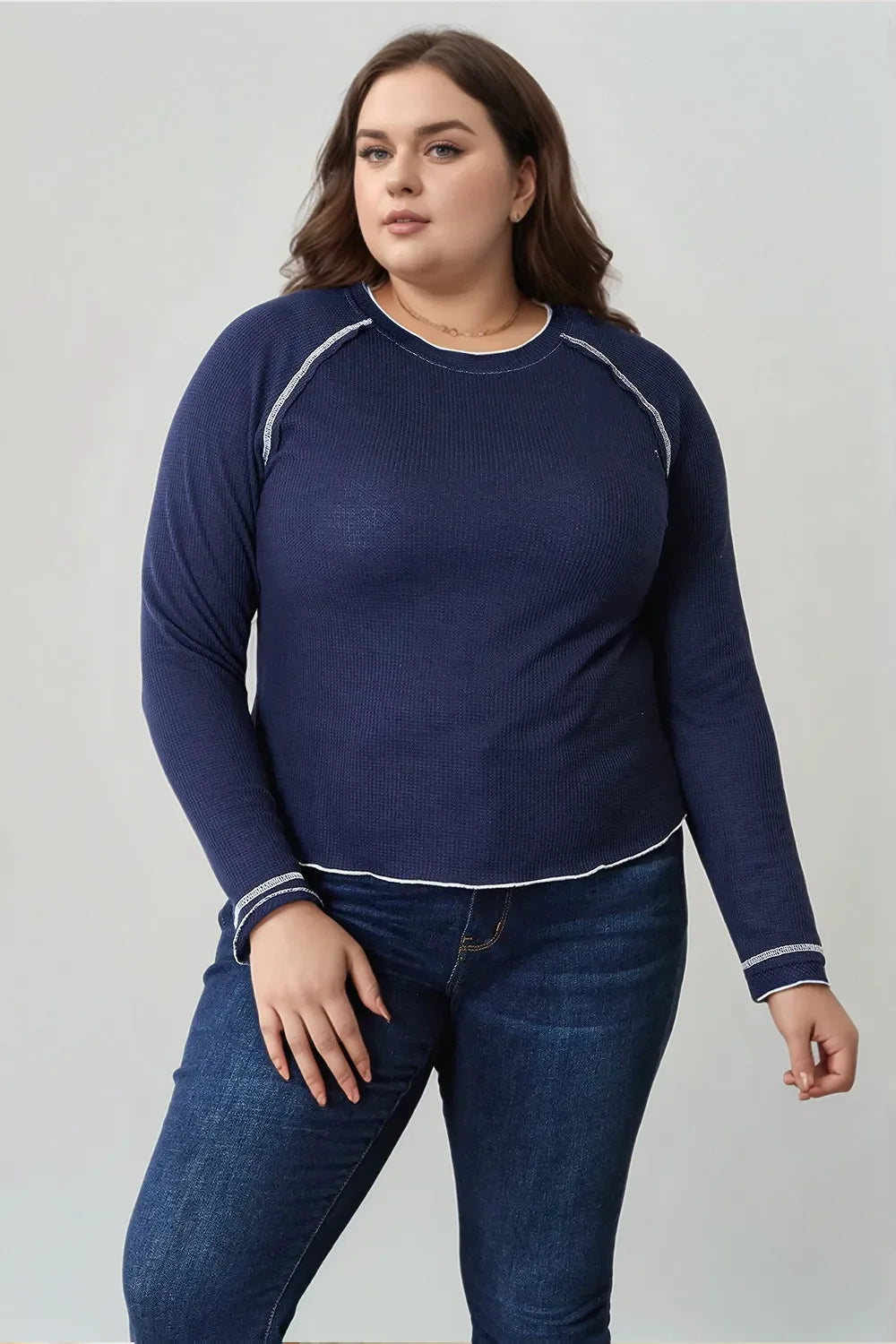 Long Raglan Sleeve Round Neck Top