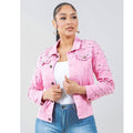Radiant Pearls Rhinestone Deco Jean Jacket Pink See size chart under “more details”