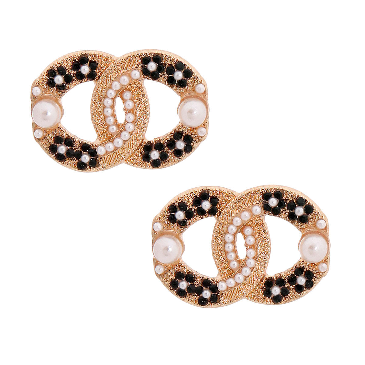 Flower Logo Stud Earrings Floral Fantasy Stylish Jewelry Accessory