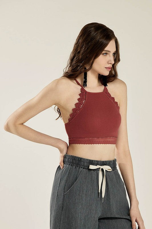 Seamless Crochet Lace & Strappy back Bralette