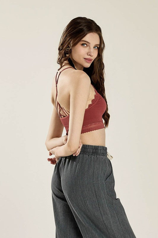 Seamless Crochet Lace & Strappy back Bralette