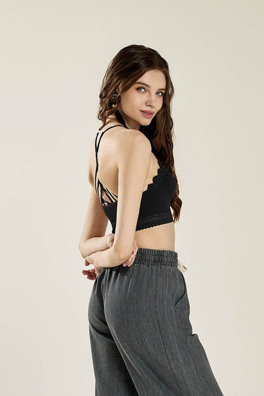 Seamless Crochet Lace & Strappy back Bralette