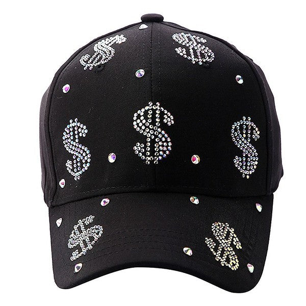 US Dollar Rhinestone Baseball Cap