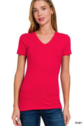 Basic Cotton V-Neck Short Sleeve T-Shirt
