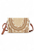 Straw Crossbody Swing Clutch with Mix Pattern – Trendy Summer Fashion Handbag
