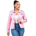 Pearls Rhinestone Pink Denim Jacket Pink Green See size chart under “more details”