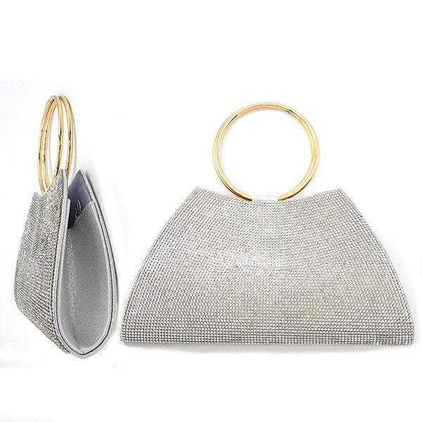 Sophisticated Trapezoid Round Handle Clutch Bag