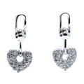Cubic Zirconia Heart Dangle Moving Earrings