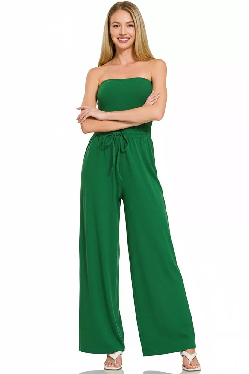 Tube Top Jumpsuit with Drawstring Waist