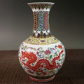 Antique Old Dragon And Phoenix Pattern Ceramic Crafts Vase Ornaments