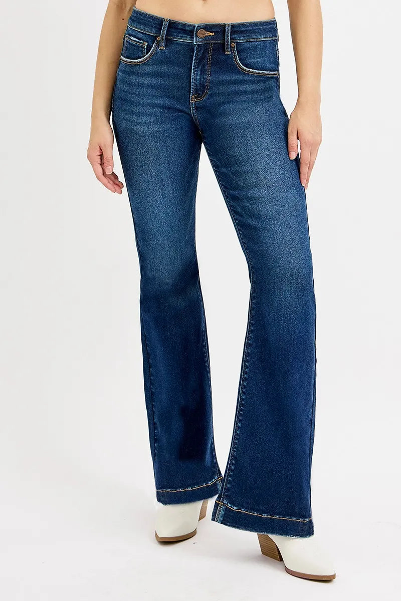Full SIze Tummy Control Mid Rise Flare Jeans Plus SIze