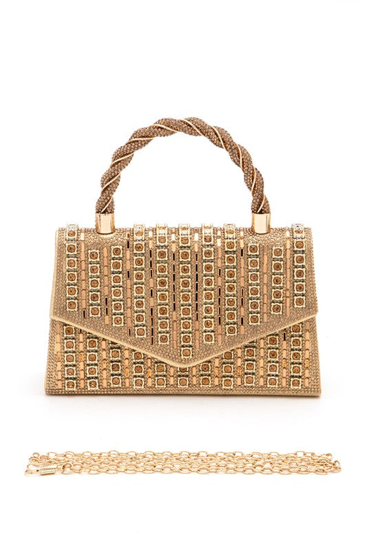 Rhinestone Top Handle Iconic Clutch Bag