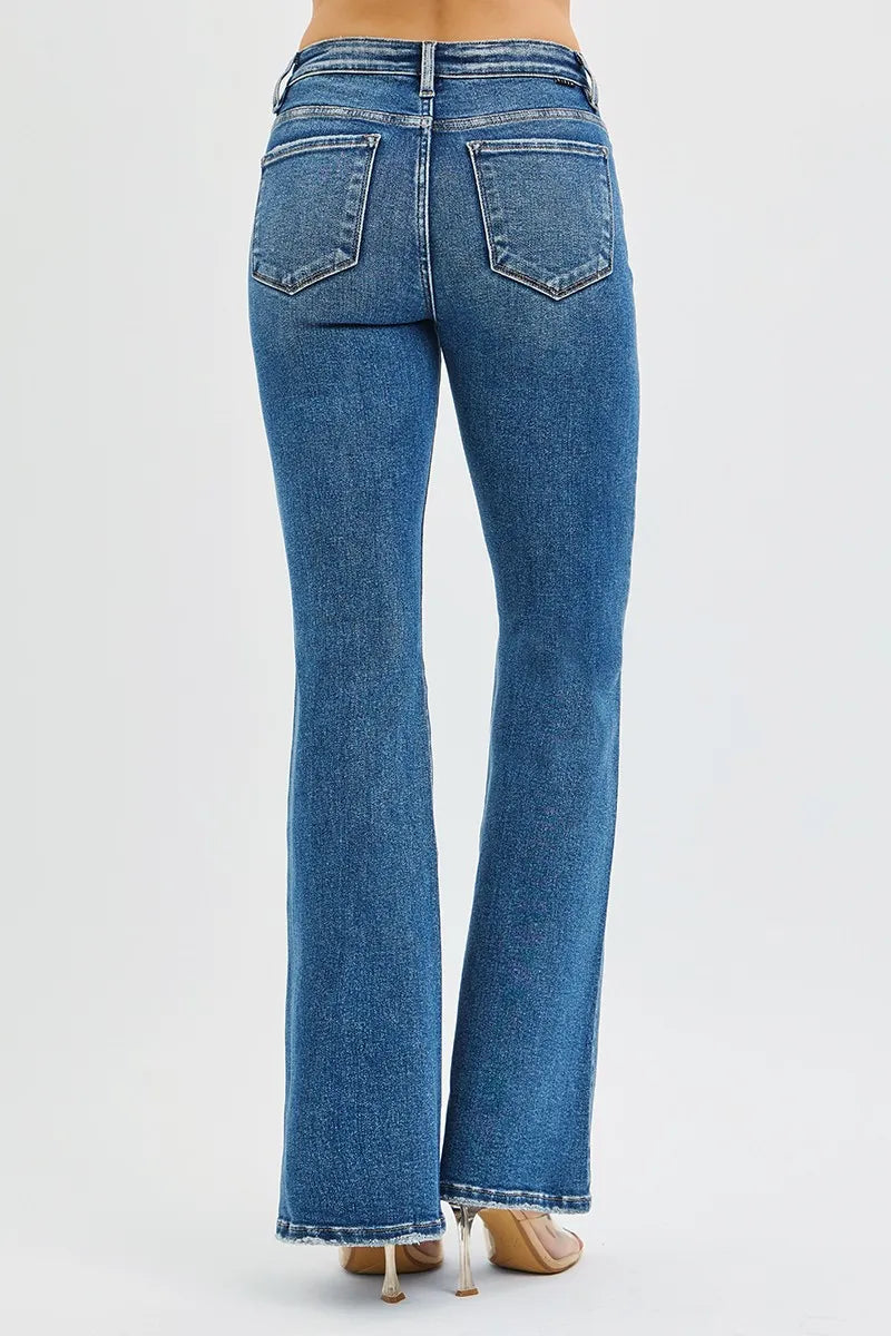 Full Size Tummy Control High Rise Flare Jeans Plus Size