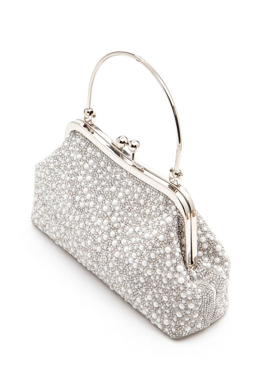 Pearl And Rhinestone Top Handle Convertible Clutch