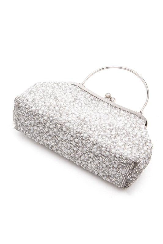 Pearl And Rhinestone Top Handle Convertible Clutch
