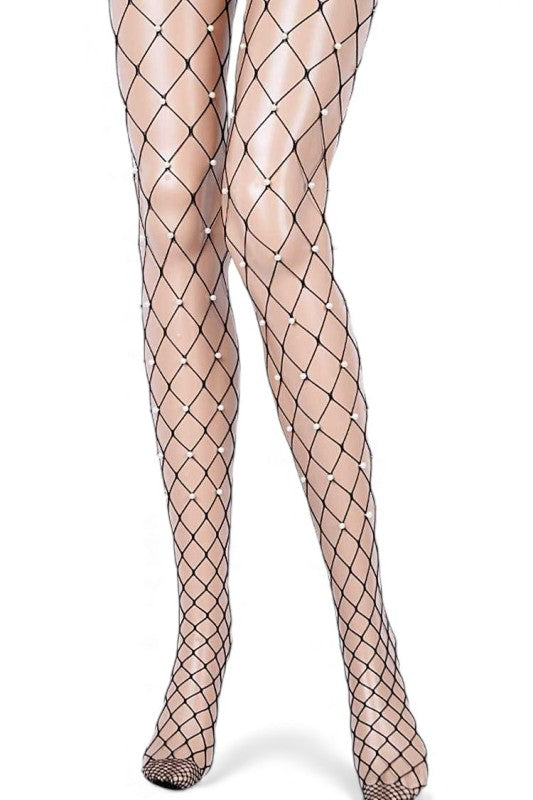 Pearl Accent Fishnet Stocking