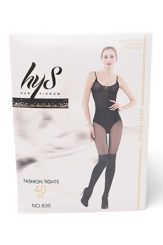 Designed Rhienstone Sparkle 2 Tone Tights