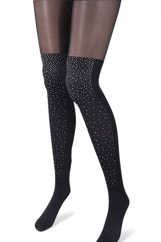 Designed Rhienstone Sparkle 2 Tone Tights