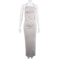Halter Back Lace-up Bib Type Dress Women