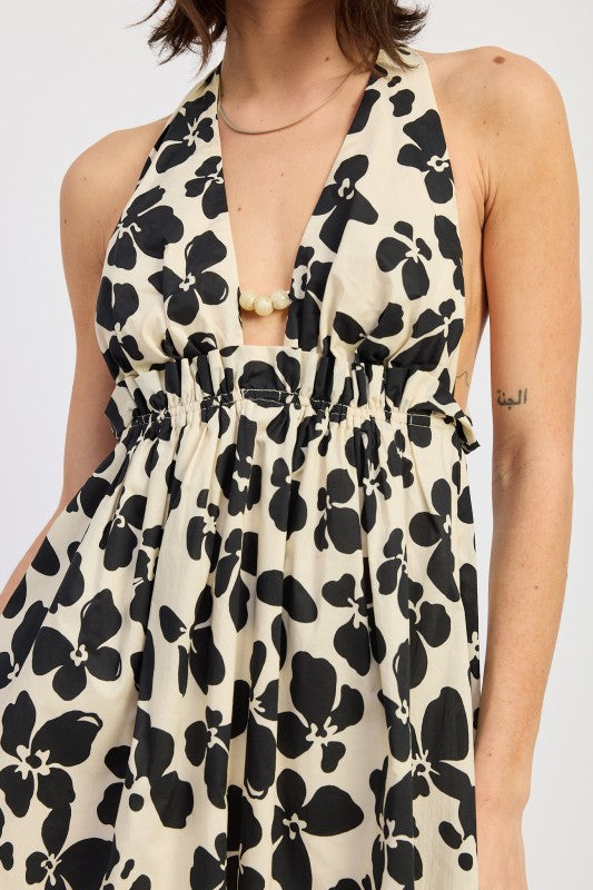 CINCHED WAIST MINI HALTER DRESS See size chart under “more details”