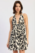 CINCHED WAIST MINI HALTER DRESS See size chart under “more details”