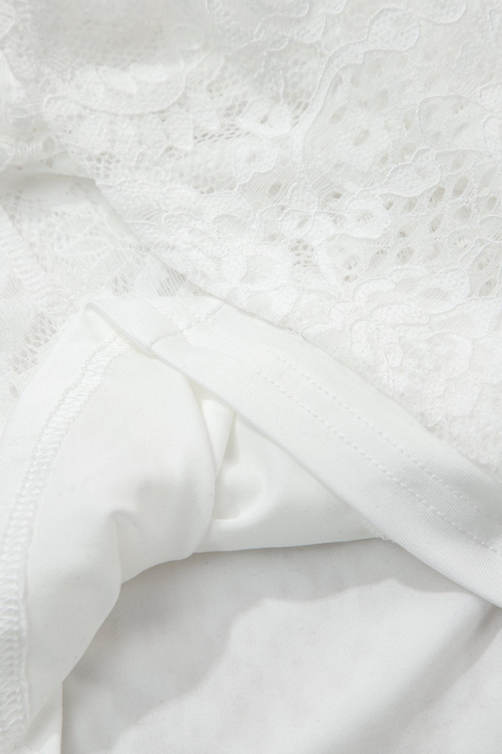 White Tie Spaghetti Straps Floral Lace Overlay Long Dress