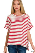 Stripe Jacquard Round-Meck Tee